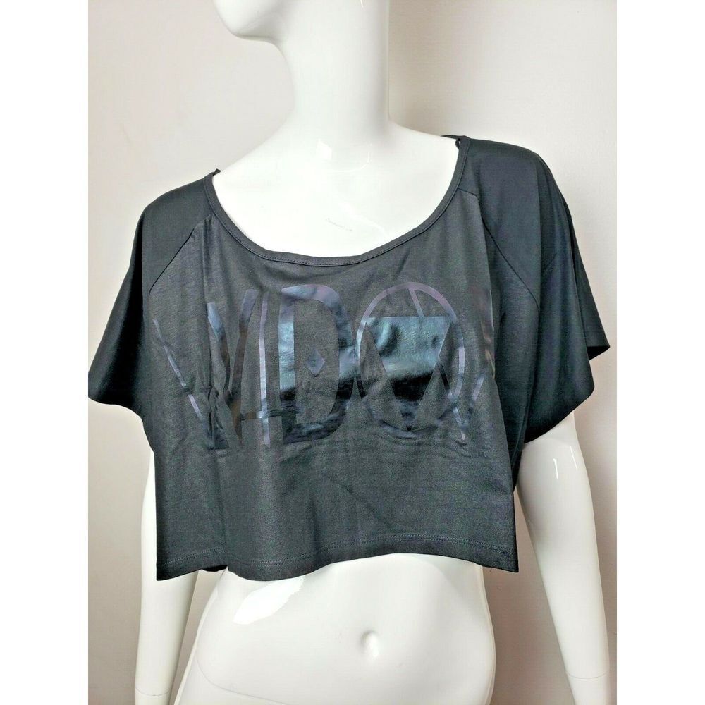 WIDOW CHINSED COTTON JERSEY CROP TOP WITH MATTE LOGO NEW WITH TAGS SIZE XL